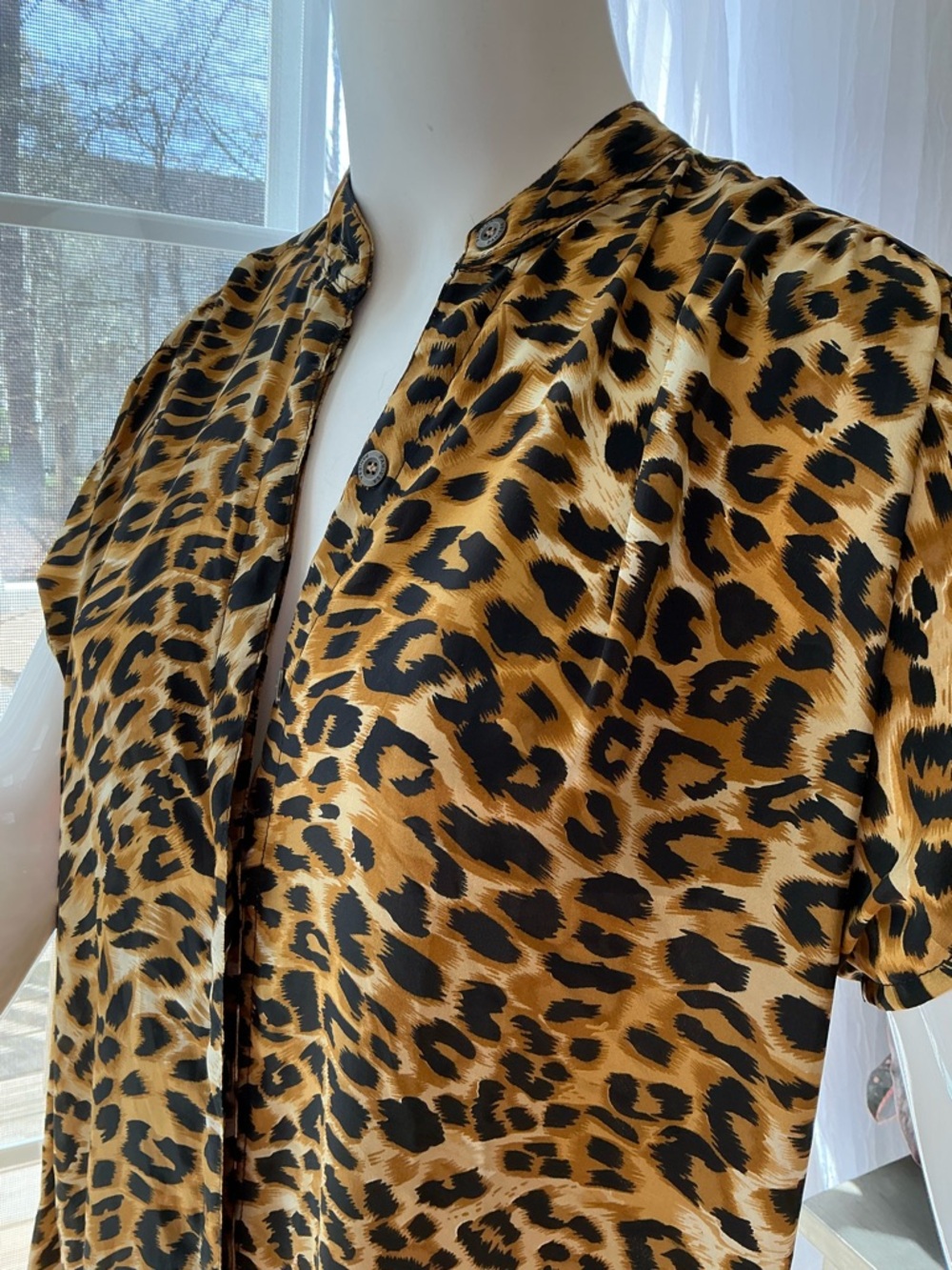 Formentera Wildlife Print 100% Silk Lingerie Shirt Dress Loungewear Cruise SZ 4 - Picture 3 of 8